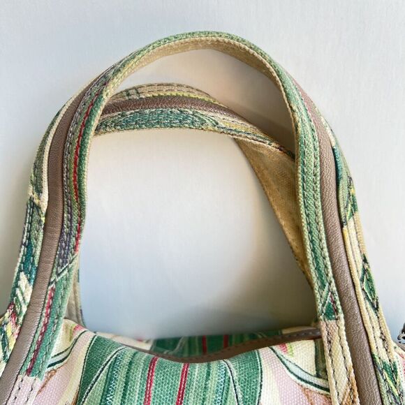 ISABELLA FIORE Large Ikat Print Shoulder Bag and Crossbody Strap Taupe Green - Picture 5 of 16
